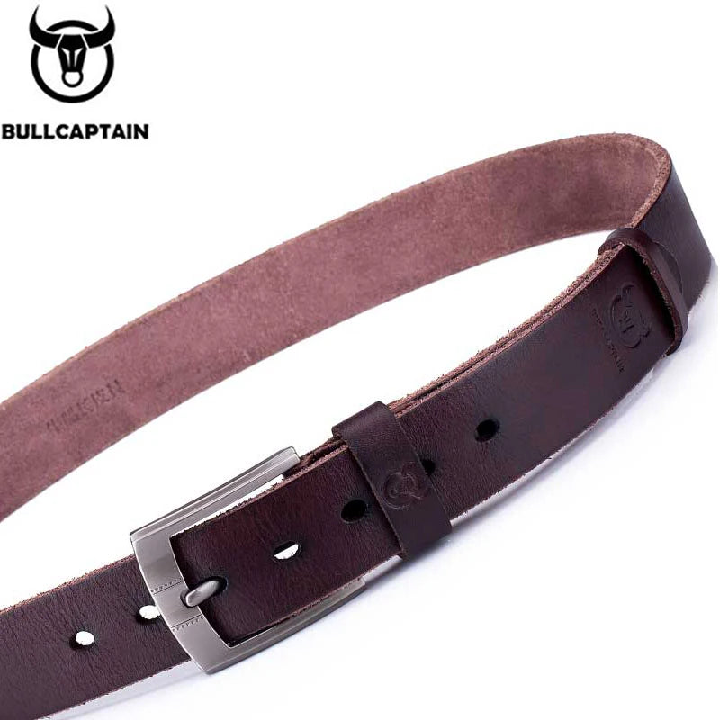 BULLCAPTAIN Tree Cream Luxury Sling New Fashion Classic Retro Pin Buckle Men's Belt High Quality Smooth Raw Men's Belts