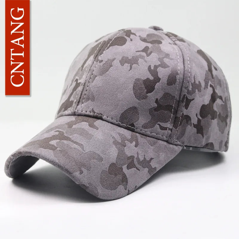 CNTANG Leather Suede PU Camouflage Baseball Cap Men Fashion Spring Hat Snapback Hip Hop Unisex Caps Adjustable Brand Casual Hats