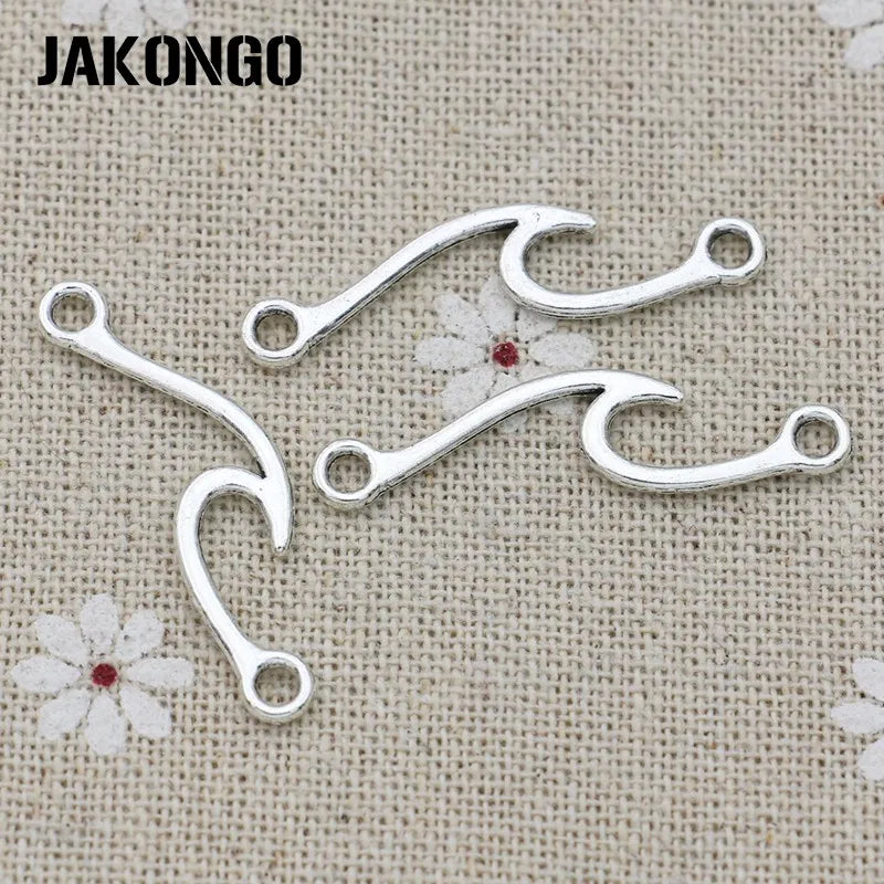 30Pcs Antique Silver Plated Wave Connector for Jewelry Making Bracelet Accessories DIY 33x8mm