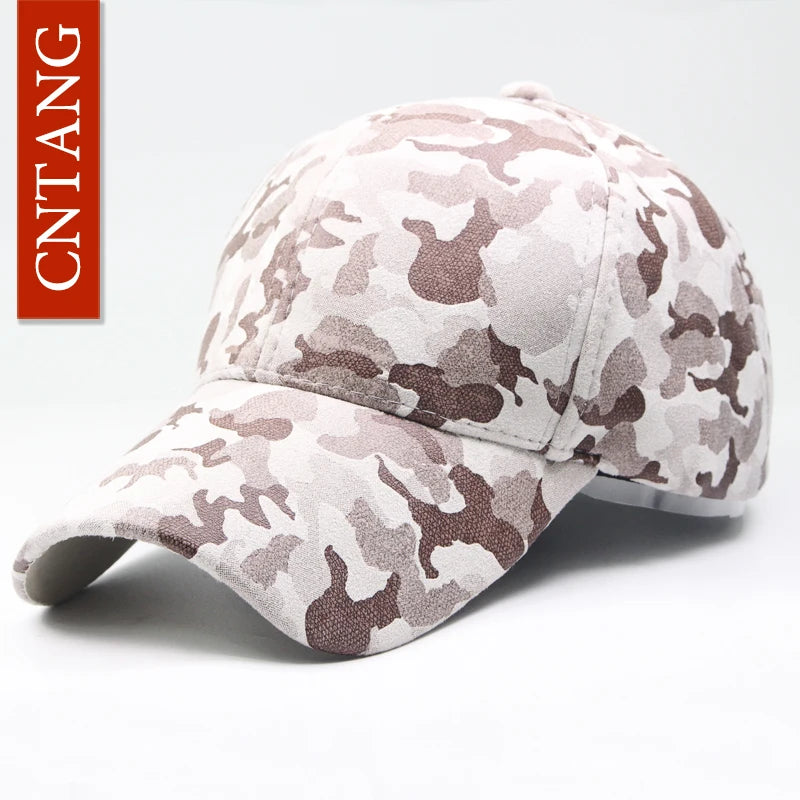 CNTANG Leather Suede PU Camouflage Baseball Cap Men Fashion Spring Hat Snapback Hip Hop Unisex Caps Adjustable Brand Casual Hats