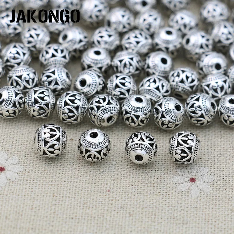 10Pcs Antique Silver Plated Hollow Butterfly Loose Spacer Beads for Jewelry Making Bracelet Accessories 8mm