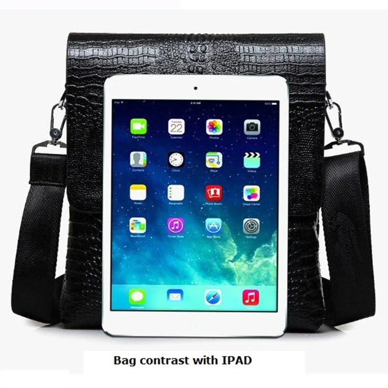 Luxury Messenger Bag Men Leather Business Alligator Shoulder Bag, Crossbody Bag