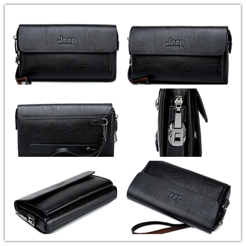 JEEP BULUO Famous Brand Men's Handbags Luxury Bags Phone and Pen Leather Wallets