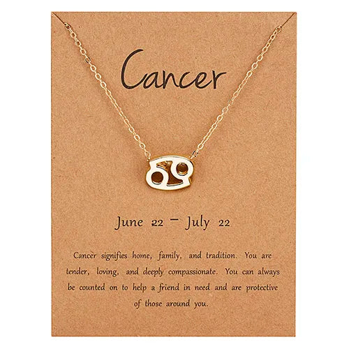 Female Elegant Star Zodiac Sign 12 Constellation Necklaces Pendant Gold Color Chain Choker Necklaces for Women Jewelry Cardboard