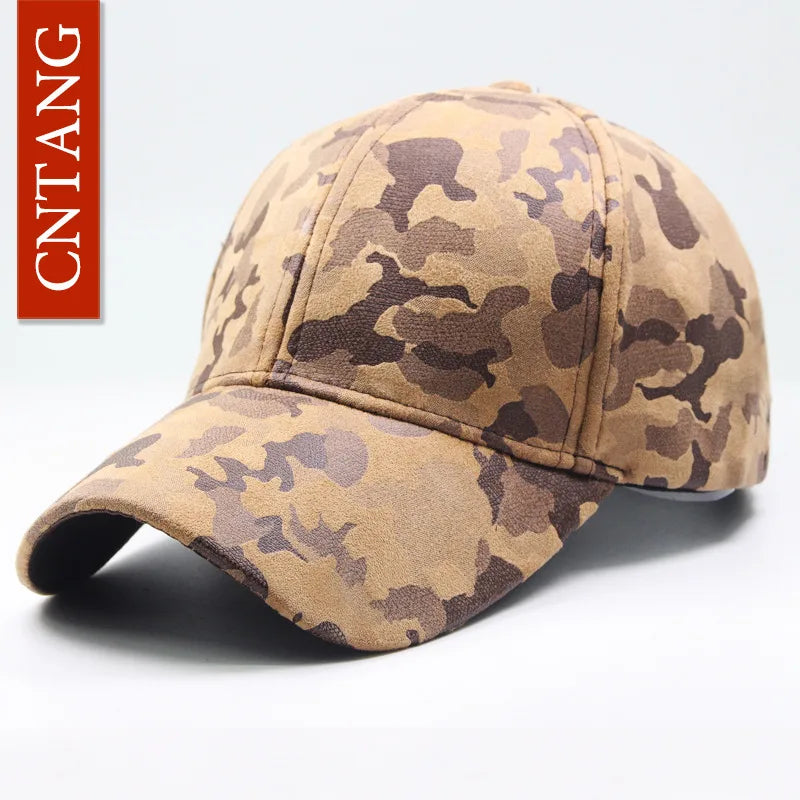 CNTANG Leather Suede PU Camouflage Baseball Cap Men Fashion Spring Hat Snapback Hip Hop Unisex Caps Adjustable Brand Casual Hats