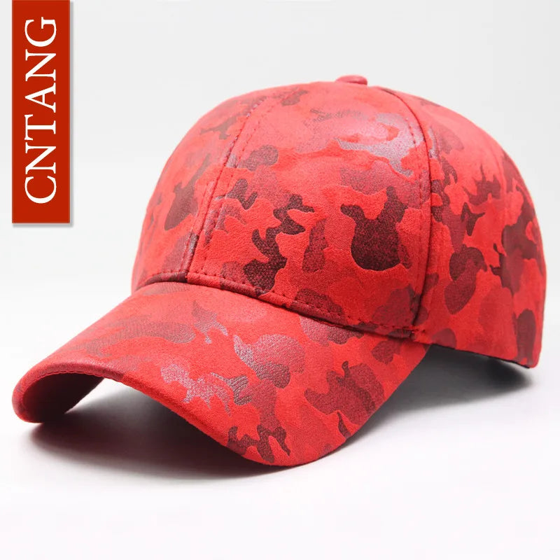 CNTANG Leather Suede PU Camouflage Baseball Cap Men Fashion Spring Hat Snapback Hip Hop Unisex Caps Adjustable Brand Casual Hats