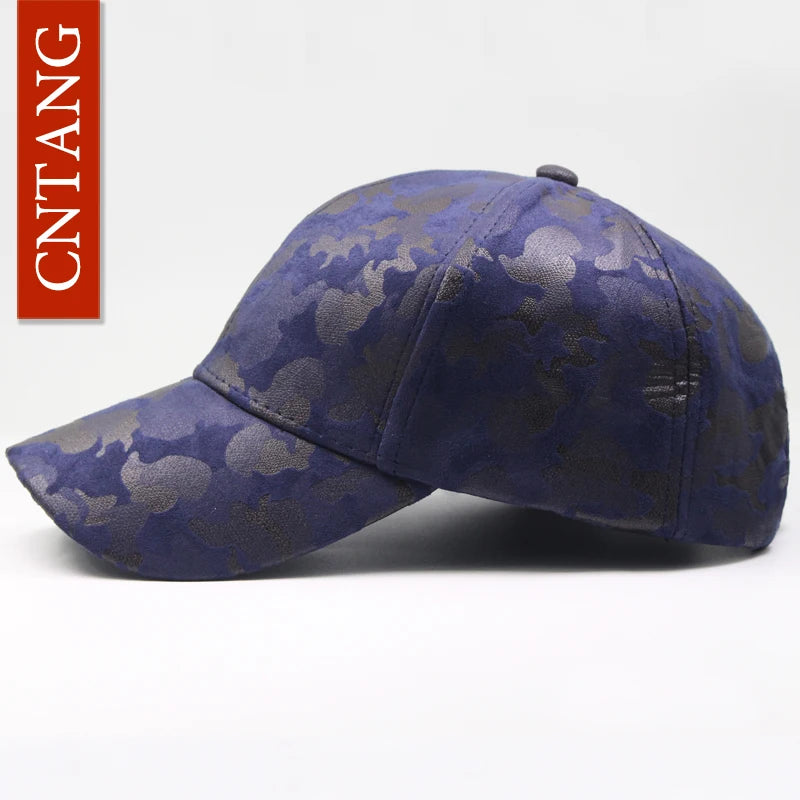 CNTANG Leather Suede PU Camouflage Baseball Cap Men Fashion Spring Hat Snapback Hip Hop Unisex Caps Adjustable Brand Casual Hats