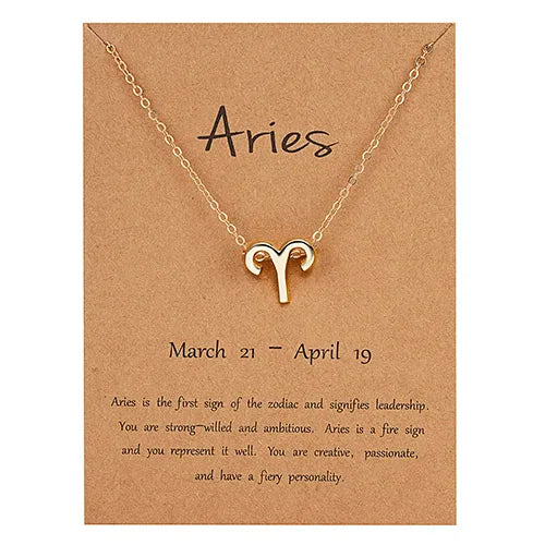 Female Elegant Star Zodiac Sign 12 Constellation Necklaces Pendant Gold Color Chain Choker Necklaces for Women Jewelry Cardboard
