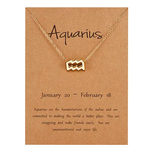 Female Elegant Star Zodiac Sign 12 Constellation Necklaces Pendant Gold Color Chain Choker Necklaces for Women Jewelry Cardboard
