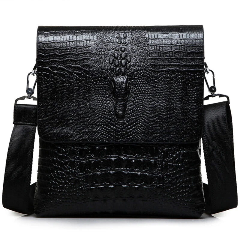 Luxury Messenger Bag Men Leather Business Alligator Shoulder Bag, Crossbody Bag