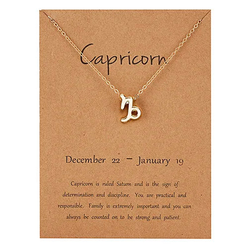 Female Elegant Star Zodiac Sign 12 Constellation Necklaces Pendant Gold Color Chain Choker Necklaces for Women Jewelry Cardboard