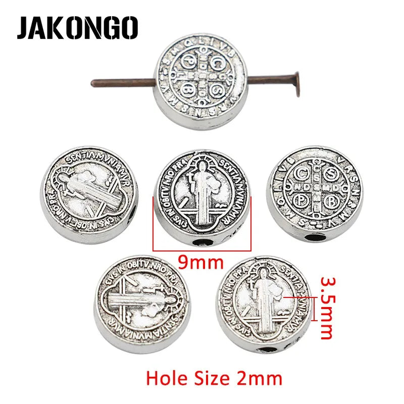 20Pcs Antique Silver Plated Jesus Spacer Beads Loose Beads for Jewelry Making Bracelet Accessories DIY Accessories