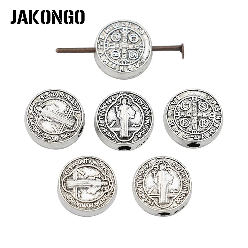20Pcs Antique Silver Plated Jesus Spacer Beads Loose Beads for Jewelry Making Bracelet Accessories DIY Accessories