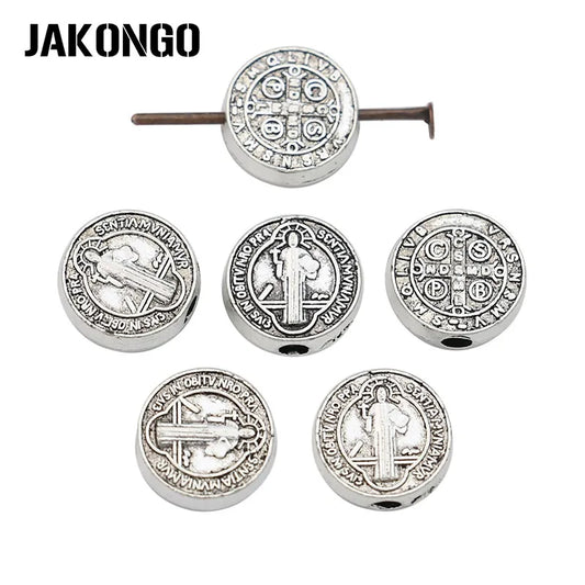 20Pcs Antique Silver Plated Jesus Spacer Beads Loose Beads for Jewelry Making Bracelet Accessories DIY Accessories