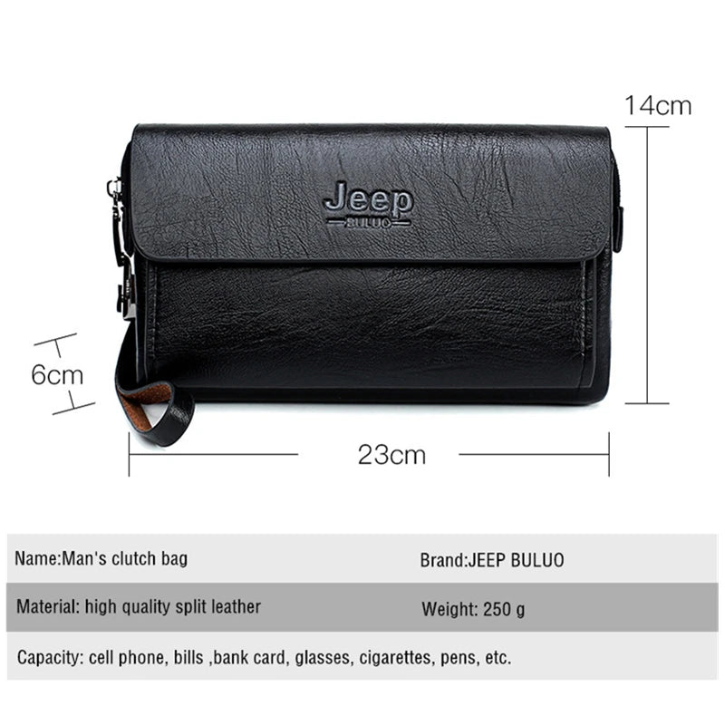 JEEP BULUO Famous Brand Men's Handbags Luxury Bags Phone and Pen Leather Wallets