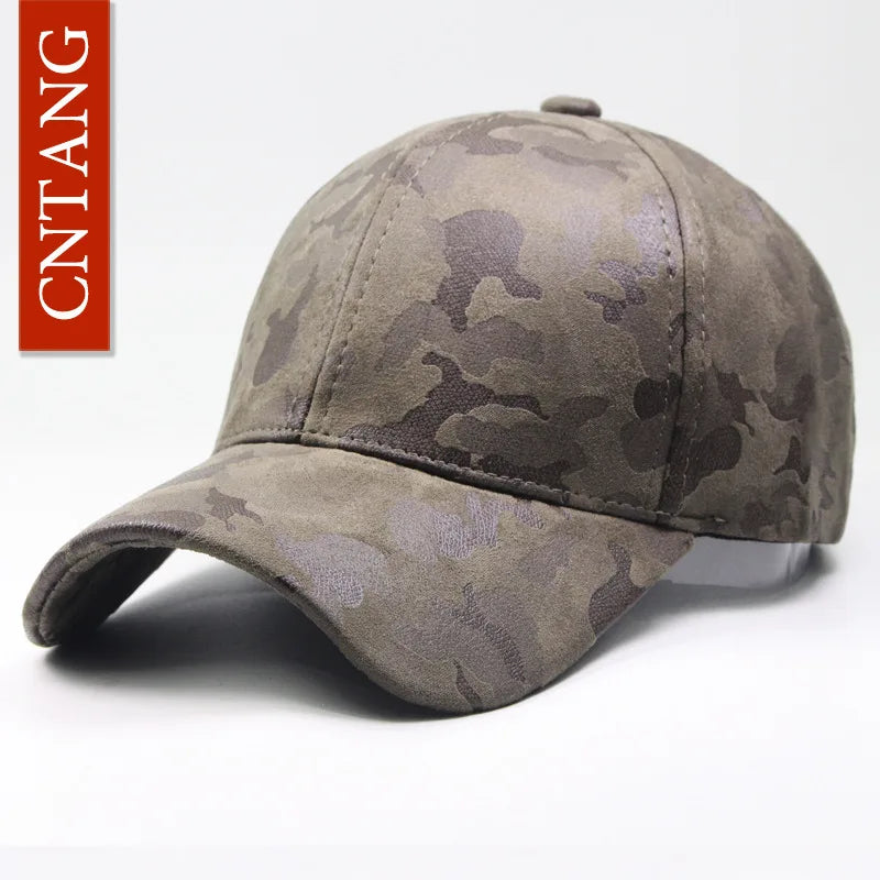 CNTANG Leather Suede PU Camouflage Baseball Cap Men Fashion Spring Hat Snapback Hip Hop Unisex Caps Adjustable Brand Casual Hats