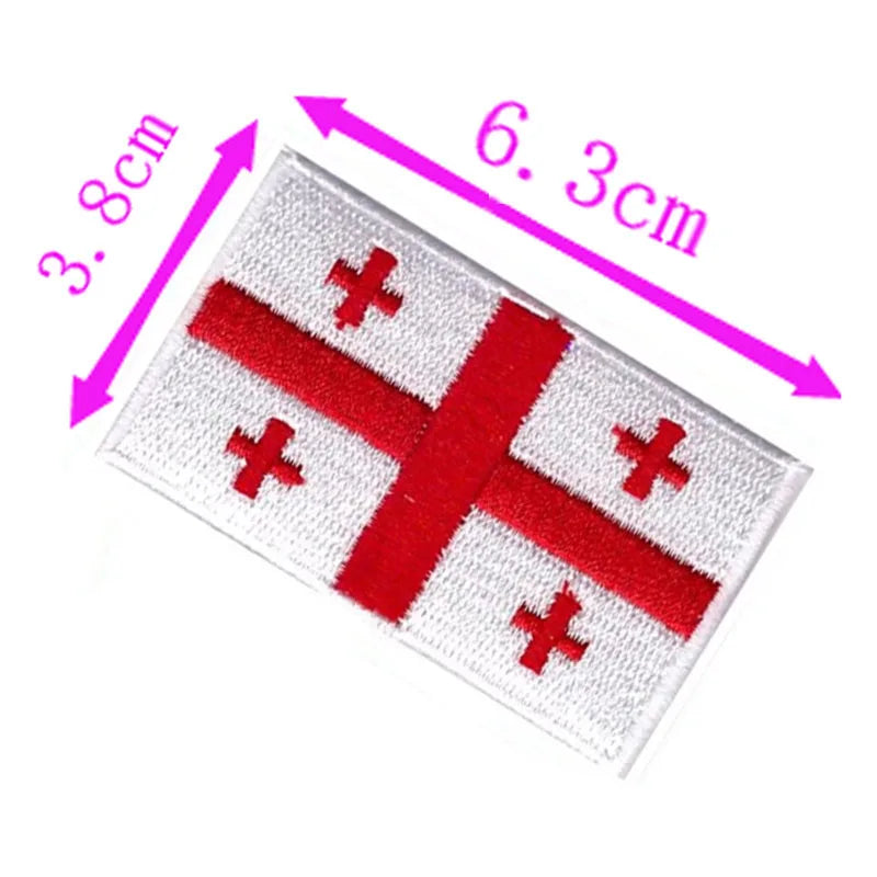 Asia Of Georgia Flag Embroidery Patch 6.3cm Wide Iron On Sew On Backing