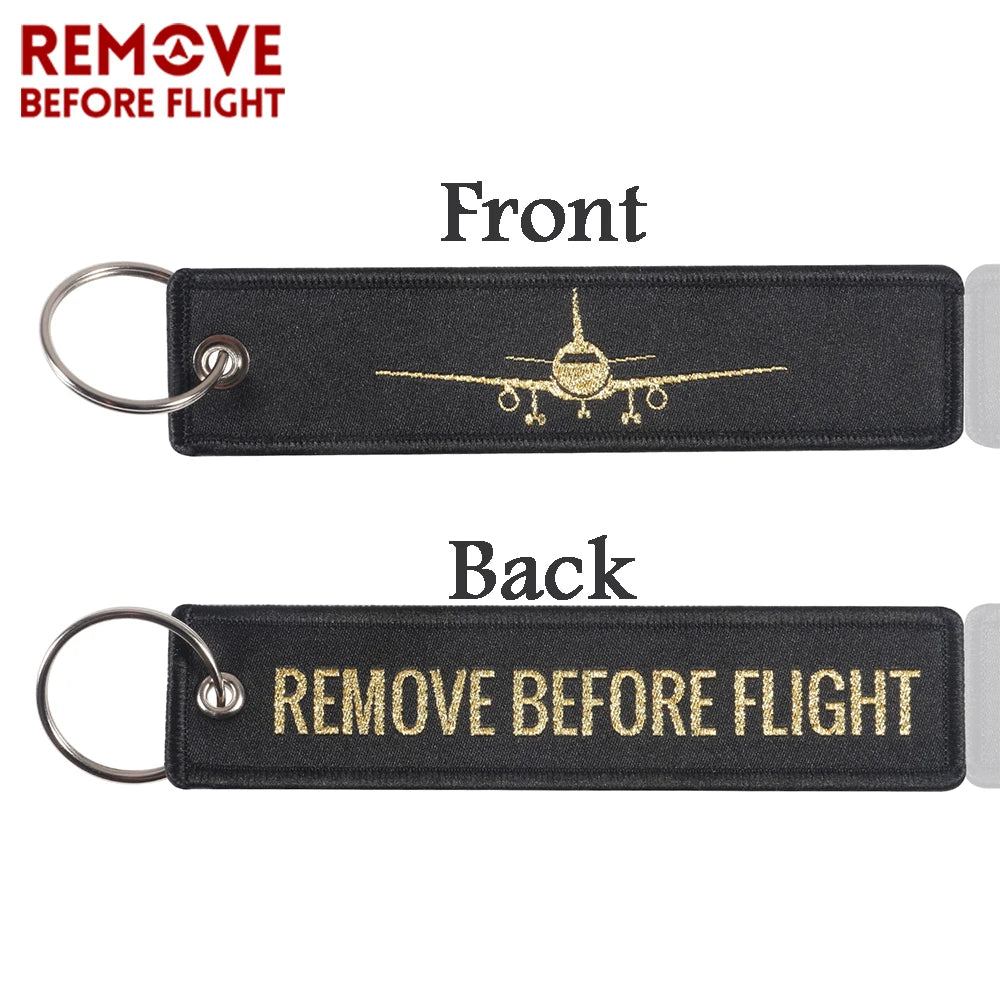 5 PCS/LOT Remove Before Flight Woven Keychains Special Luggage Label Airplane Chain Keychain for Aviation Gifts Car Keyring