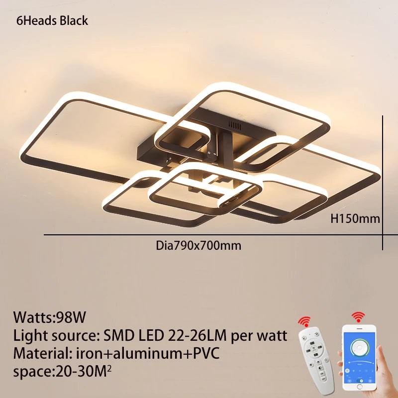 Modern Led Chandelier Living Room White Rectangle Acrylic Ceiling Chandeliers