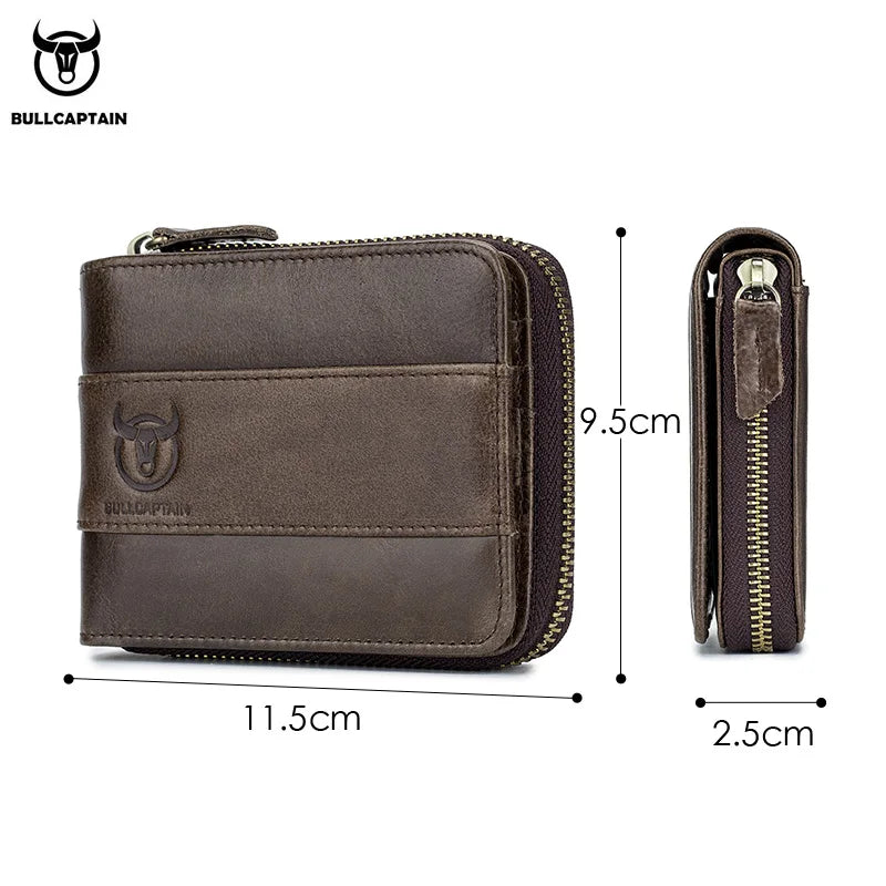 BULLCAPTAIN New Arrival Male RFID Leather Wallet Men Wallet Cowhide Coin Purse Slim Designer Brand Wallet Billetera Para Hombres