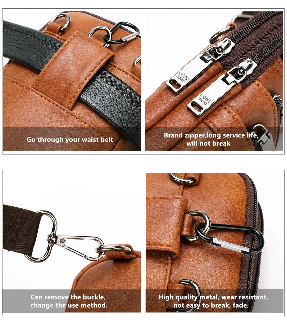 JEEP BULUO Multi-function Small Sling Chest Bag Man Fashion Casual Crossbody Bag