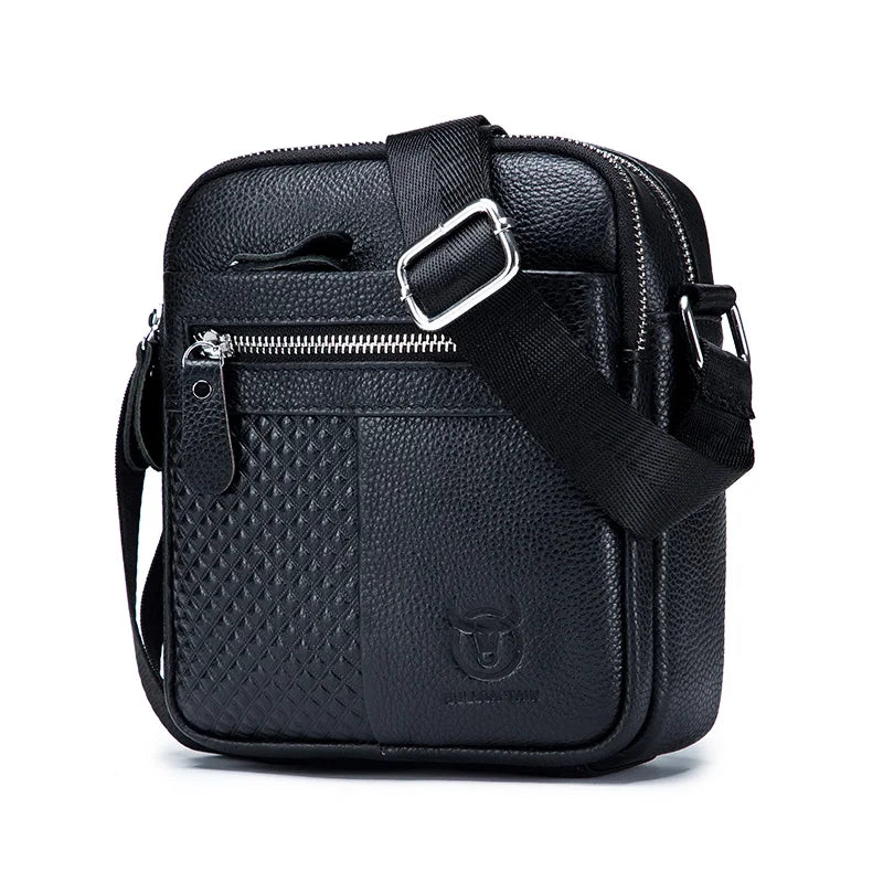 BULLCAPTAIN 2021 New Simple Men's Shoulder Bag High-Quality Leather Crossbody Bags Male Large-Capacity Square Bag's Man