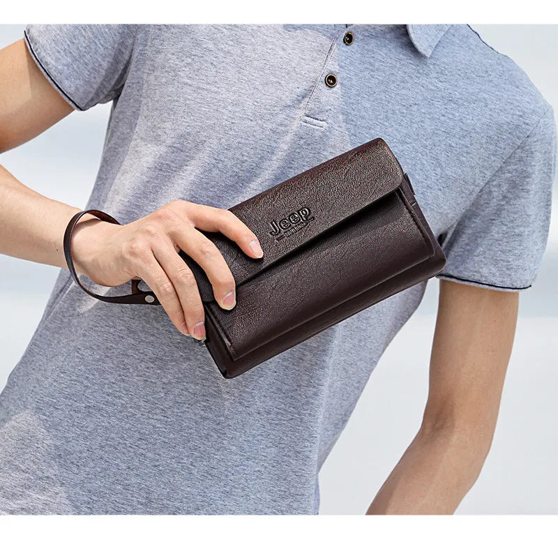 JEEP BULUO Famous Brand Men's Handbags Luxury Bags Phone and Pen Leather Wallets