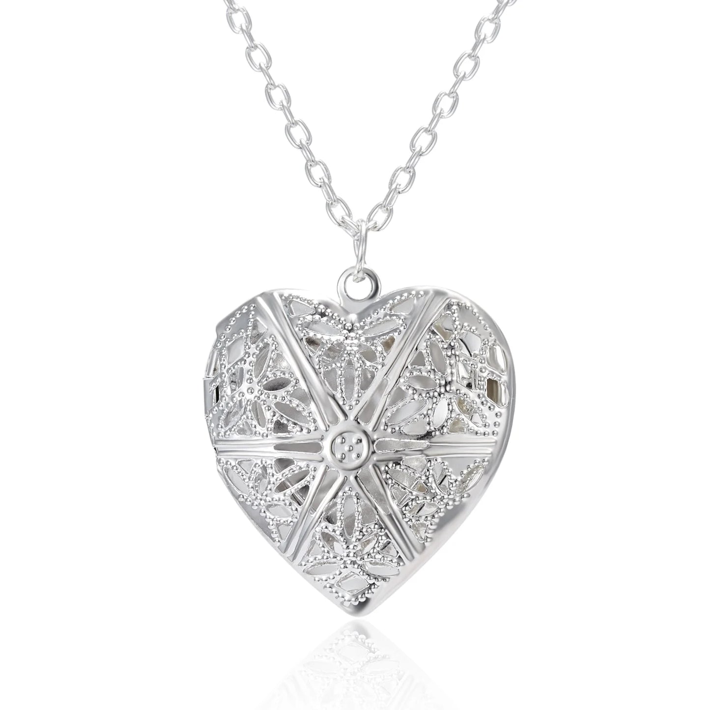Romantic Cute Heart Photo Frame Pendant Necklace Love Heart Charm Openable Locket Necklaces Women Men Fashion Memorial Jewelry