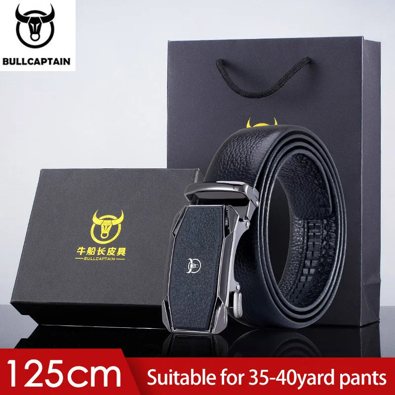 BULLCAPTAIN First Layer Leather Automatic Buckle Belt Men's Leather Belt Men's Business Casual Buckle Headband