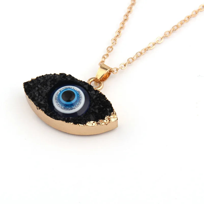 Vintage Turkish Evil Eye Pendant Necklace for Women Fashion Clavicle Chain Statement Necklace Boho Party Jewelry Femme Collares