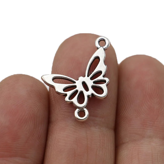 JAKONGO Antique Silver Plated Butterfly Connectors for Jewelry Making Bracelet Jewelry Findings Accessories 23x18mm 10pcs