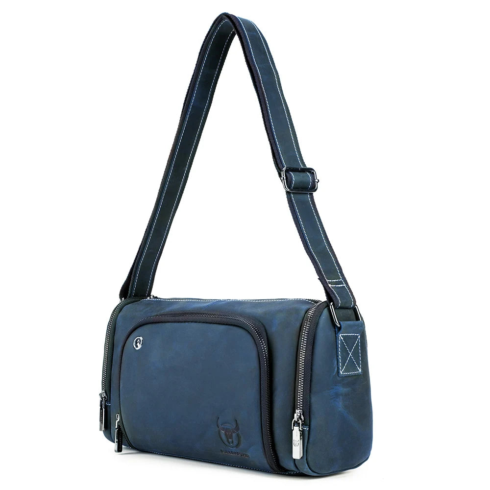 BULLCAPTAIN 2021 New Crazy Horse Leather Men's Shoulder Bag High Quality Men's Messenger Bags Male Bages Retro Bag's