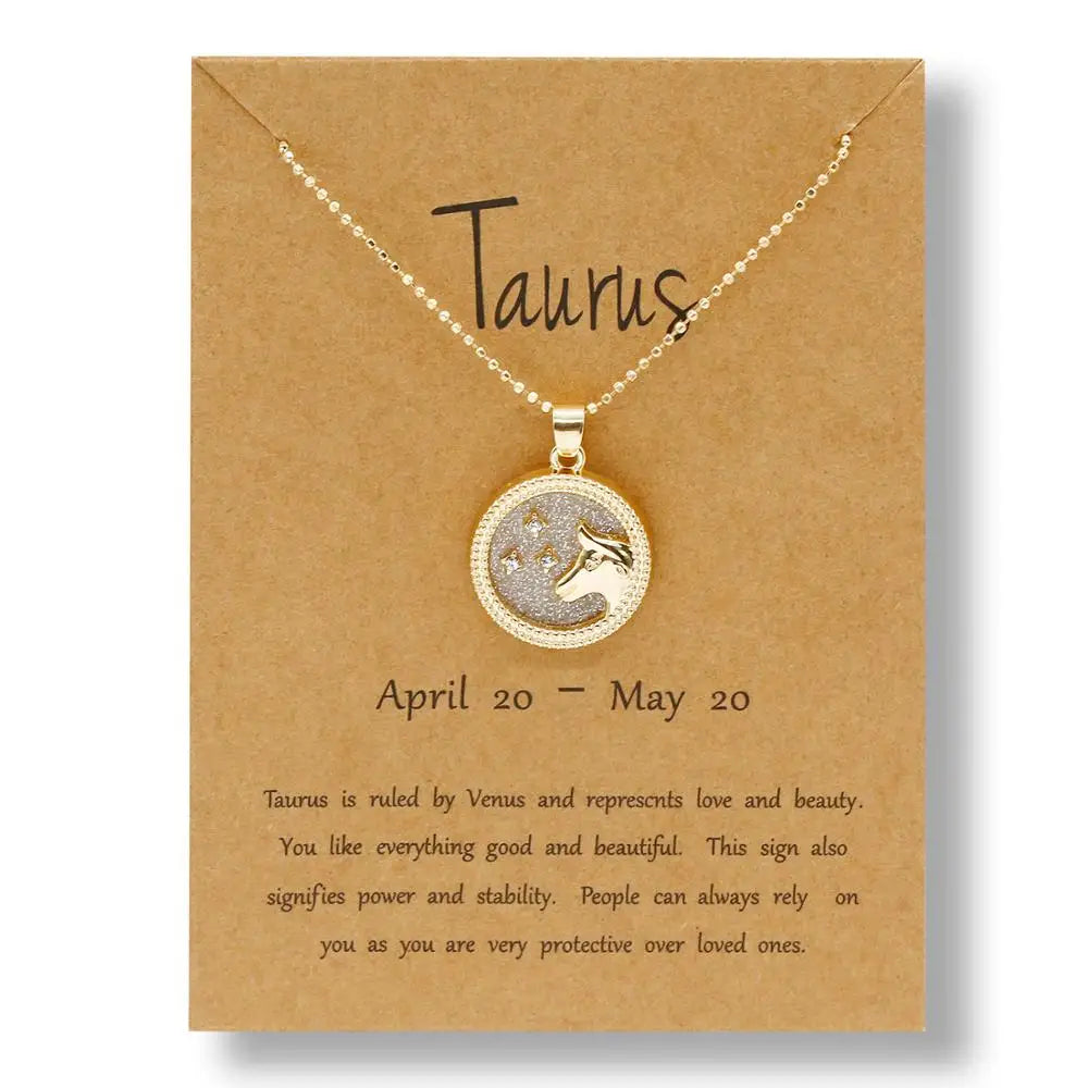 Fashion Star Zodiac Sign 12 Constellation Necklace Pendant Aries Leo Chain Choker Necklaces for Women Birthday Jewelry Gifts