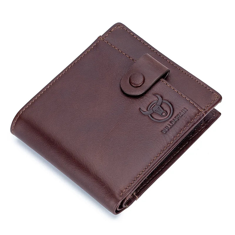 BULLCAPTAIN Genuine Leather Men's Wallet Coin Purse Small Wallet Retro Short Wallet British Casual Multifunction Wallet