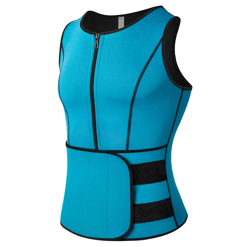 1PC Blue 2 Straps Men Waist Sauna Vest Body Shaper Compression Tank Fat Burn
