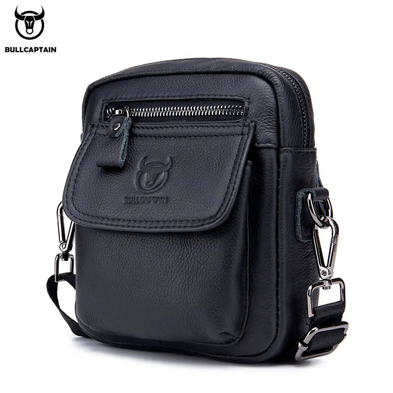 BULLCAPTAIN Men's Messenger Bag Leather Bag Vertical Handbag Shoulder Business Casual Retro Vertical Student Mini Cashier