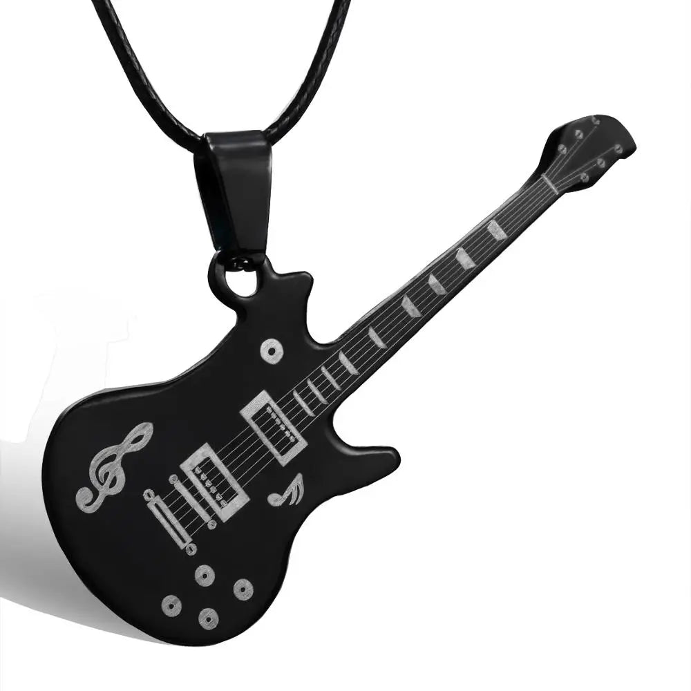 High Quality Stainless Steel Necklaces For Men Women Feather Flame Guitar Cross Pendant Necklace Jewelry Wholesale Dropshipping