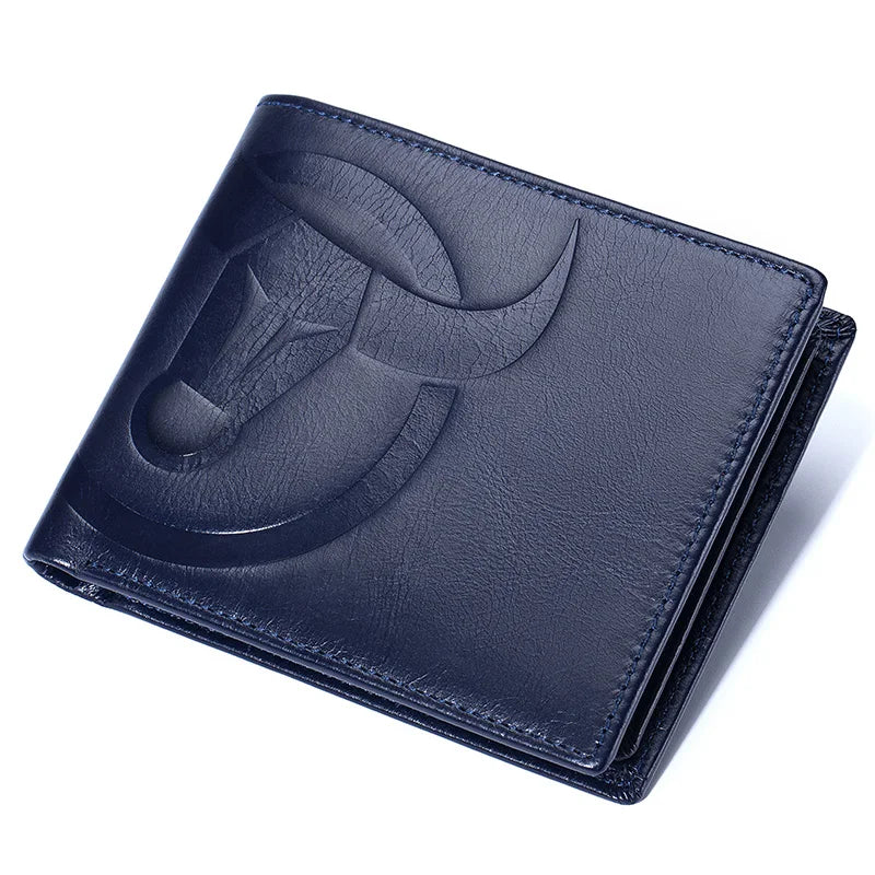 BULLCAPTAIN Fashion Big Logo Man Wallet High Quality RFID Wallet Coin Purse Compact Mini Card Holder Genuine Leather