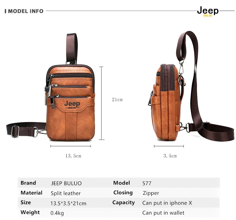 JEEP BULUO Multi-function Small Sling Chest Bag Man Fashion Casual Crossbody Bag