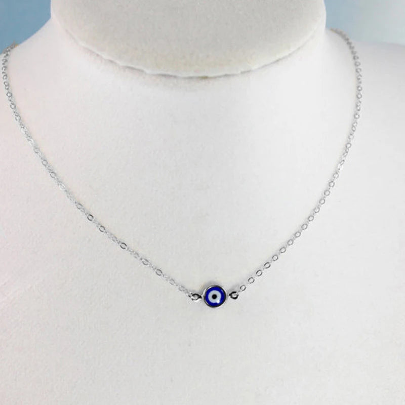 Turkish Lucky Evil Eye Pendant Necklace Women Simple Fashion Gold Color Dainty Thin Chain Choker Female Minimalist Jewelry Gifts