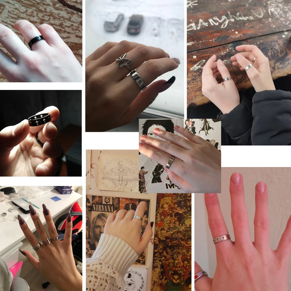 Gothic Cross Couple Ring Stainless Steel Silver Color Jesus Christ Cross Ring A