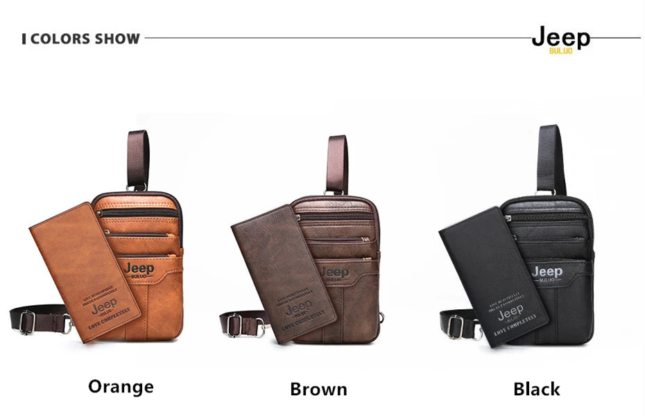 JEEP BULUO Multi-function Small Sling Chest Bag Man Fashion Casual Crossbody Bag