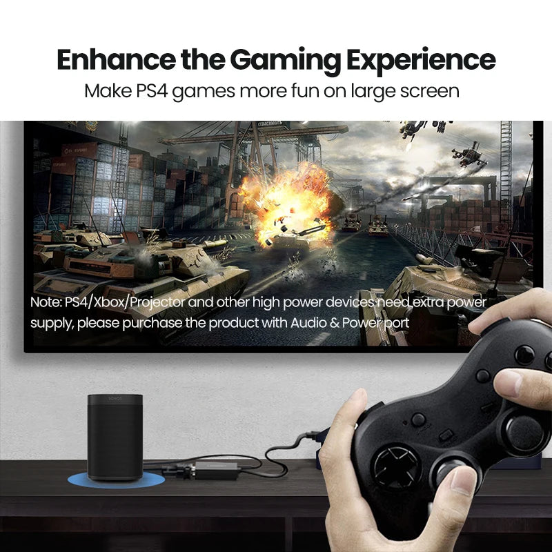HDMI to VGA Adapter for PS4 Male To Female Converter 1080P, 3.5 Jack TV Box PC