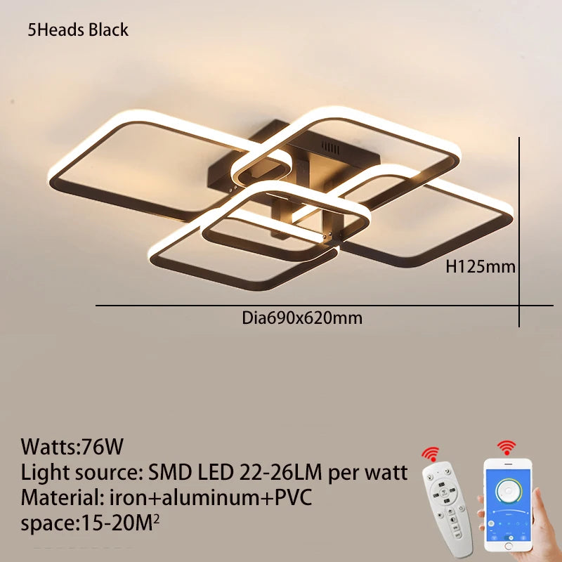 Modern Led Chandelier Living Room White Rectangle Acrylic Ceiling Chandeliers