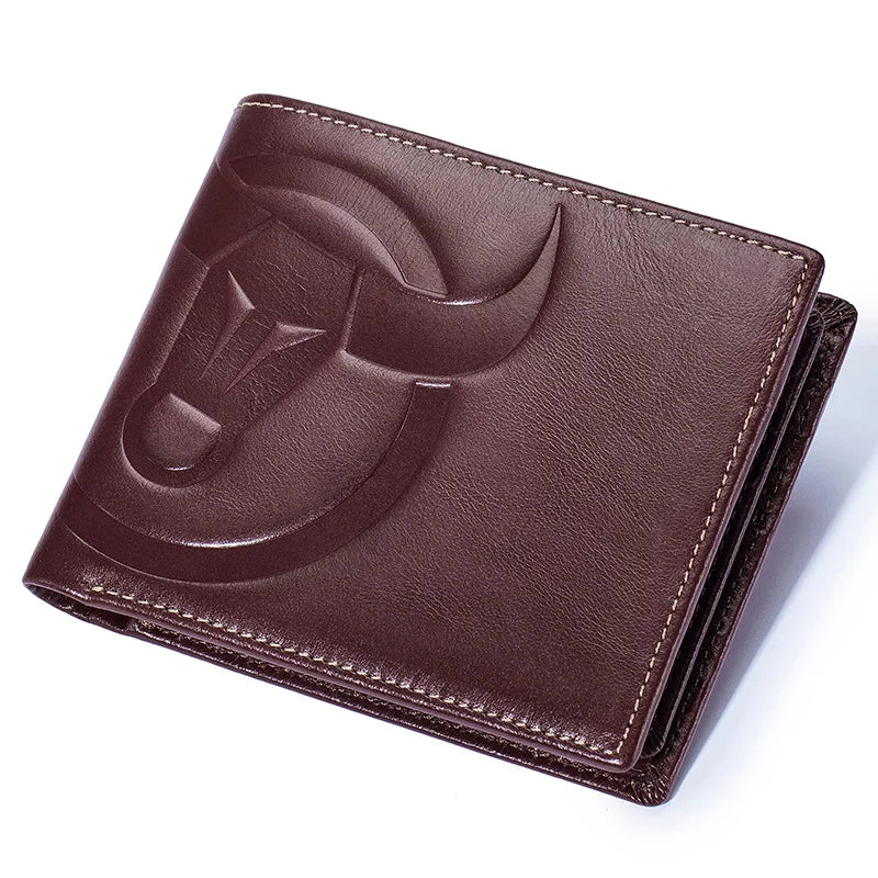BULLCAPTAIN Fashion Big Logo Man Wallet High Quality RFID Wallet Coin Purse Compact Mini Card Holder Genuine Leather
