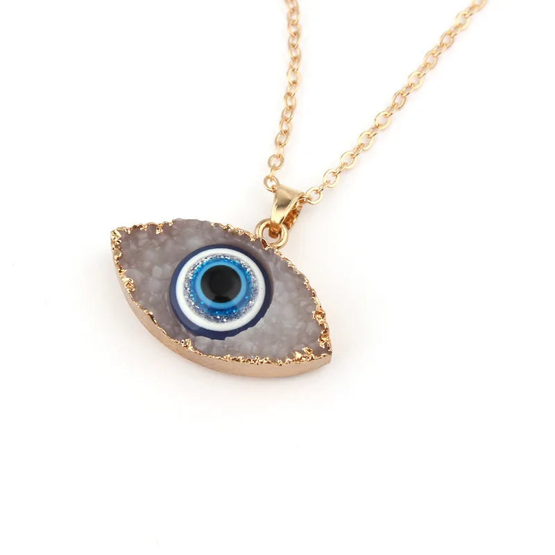 Vintage Turkish Evil Eye Pendant Necklace for Women Fashion Clavicle Chain Statement Necklace Boho Party Jewelry Femme Collares