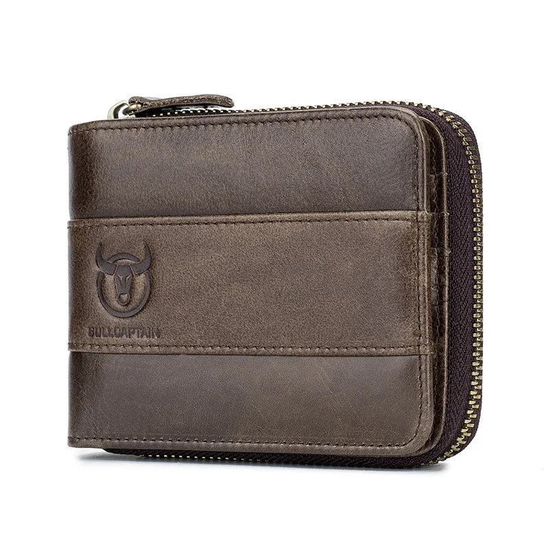 BULLCAPTAIN New Arrival Male RFID Leather Wallet Men Wallet Cowhide Coin Purse Slim Designer Brand Wallet Billetera Para Hombres