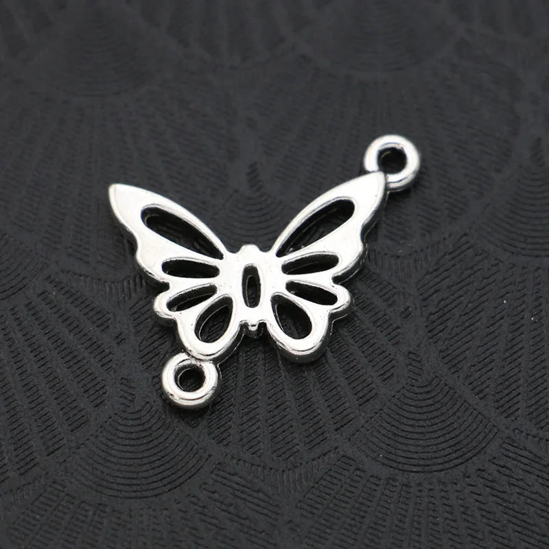 JAKONGO Antique Silver Plated Butterfly Connectors for Jewelry Making Bracelet Jewelry Findings Accessories 23x18mm 10pcs