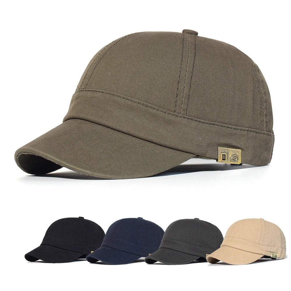 Short Brim Baseball Cap Cotton Men Women Vintage Dad Hat Adjustable Profile Caps