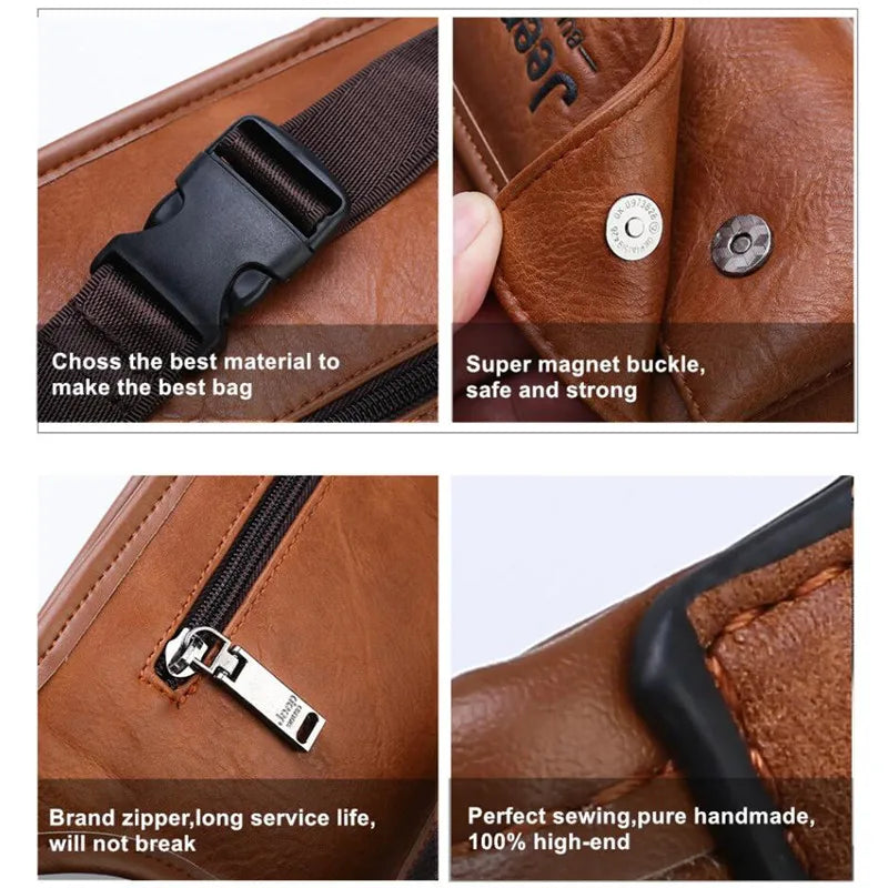 JEEP BULUO Brand Casual Phone Belt Bag Chest Waist Bags Pack Sling Leather Bag